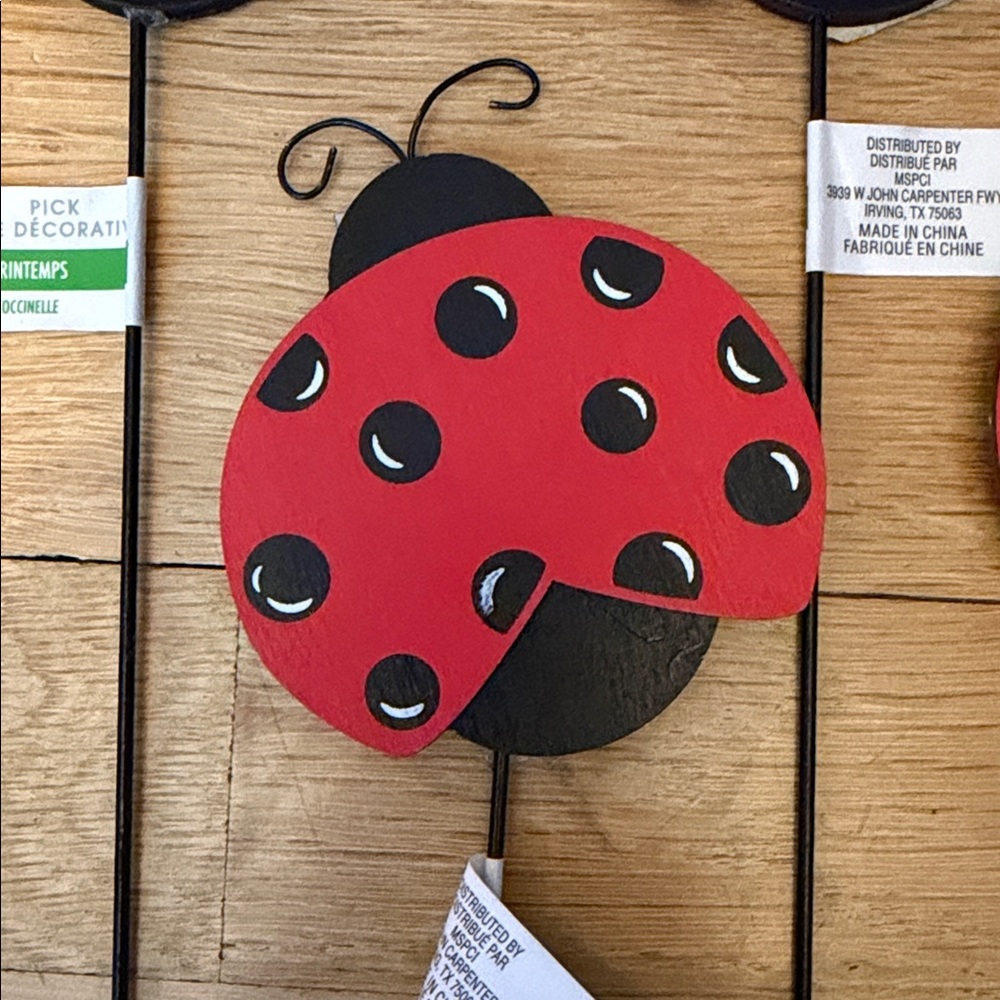NWT Bundle of 4 - Red and Black Ladybugs Wooden Picks 🐞 - Picture 5 of 8